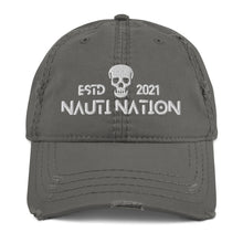 Load image into Gallery viewer, Nauti Nation Skull Distressed Dad Hat
